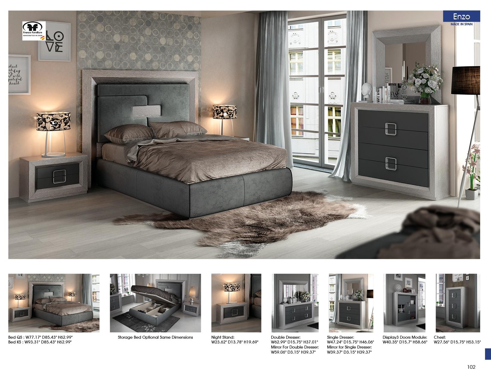 

    
 Shop  Gray High Headboard King Bedroom Set 5Pcs Modern Made In Spain ESF Enzo

