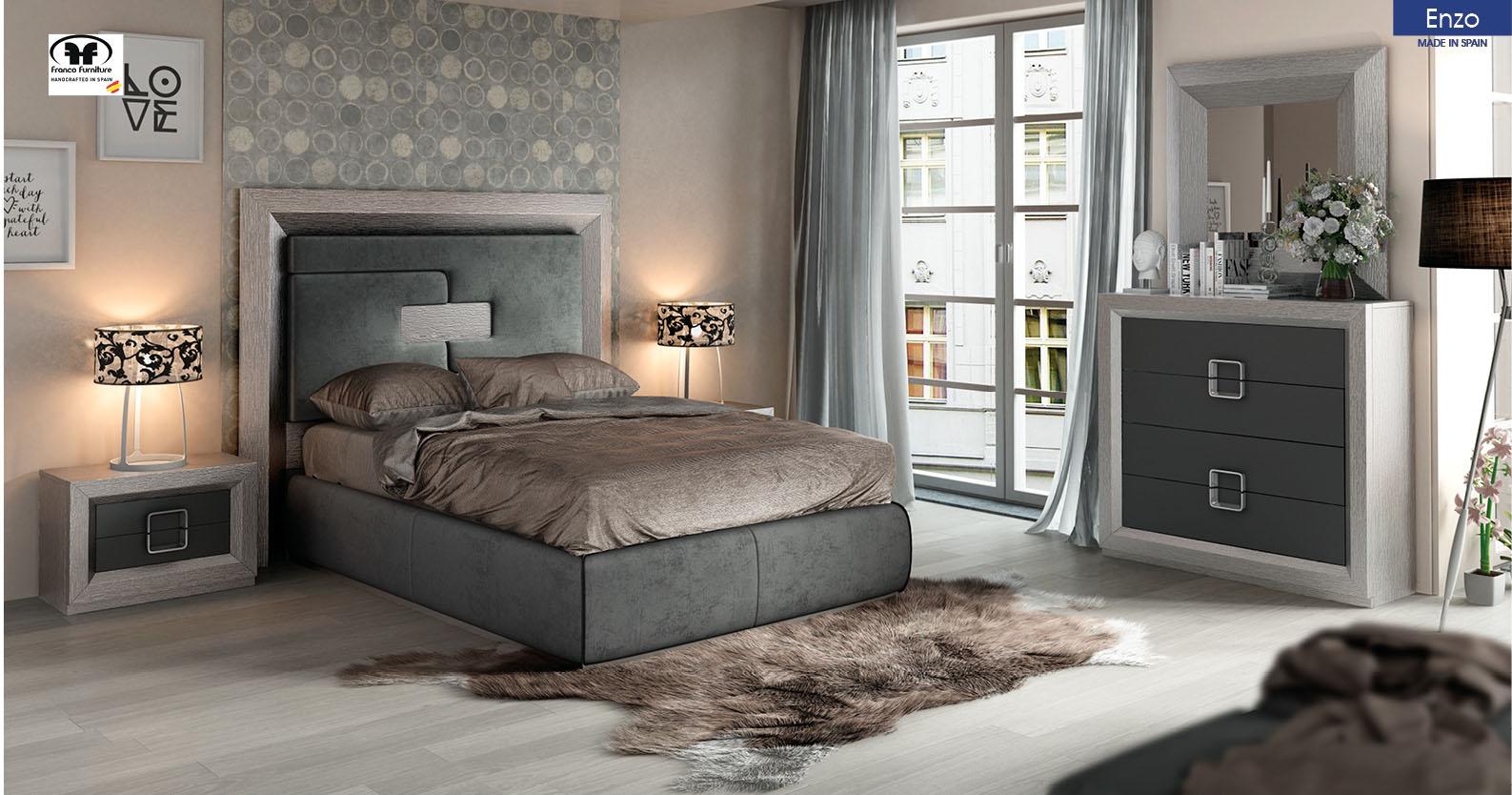 

    
Gray High Headboard King Bedroom Set 5Pcs Modern Made In Spain ESF Enzo

