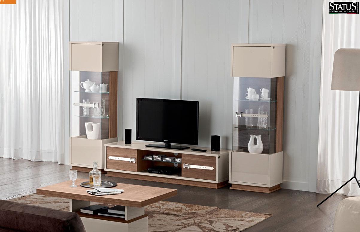 

    
ESF Evolution Wall Unit Modern Wood Entertainment Center Set 3Pcs Made in Italy
