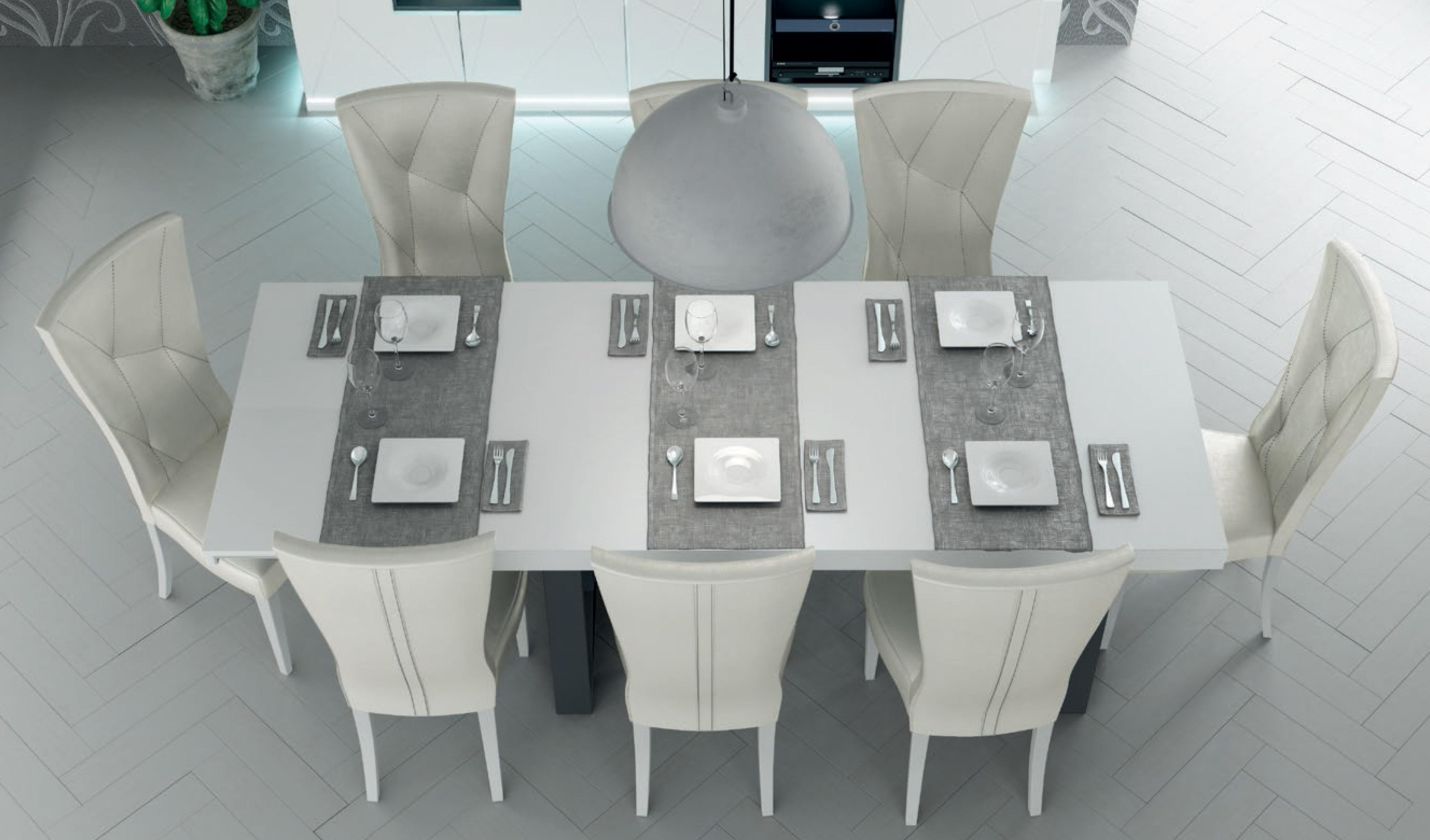

    
ESF EX04 White Matt Finish Extendable Dining Room Set w/ Led Lights 11 Pcs Made in Spain
