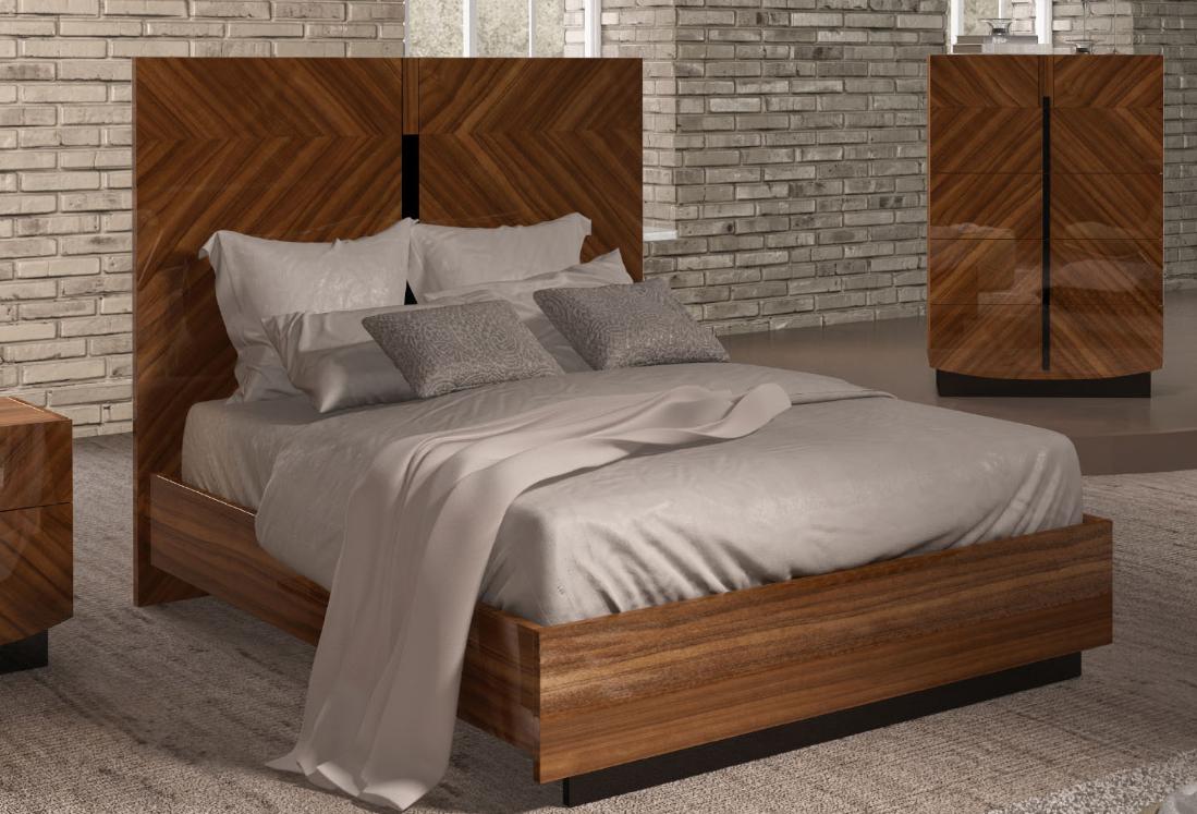 

    
ESF Flavia Glossy Walnut Finish King Bed Made in Italy Modern Contemporary
