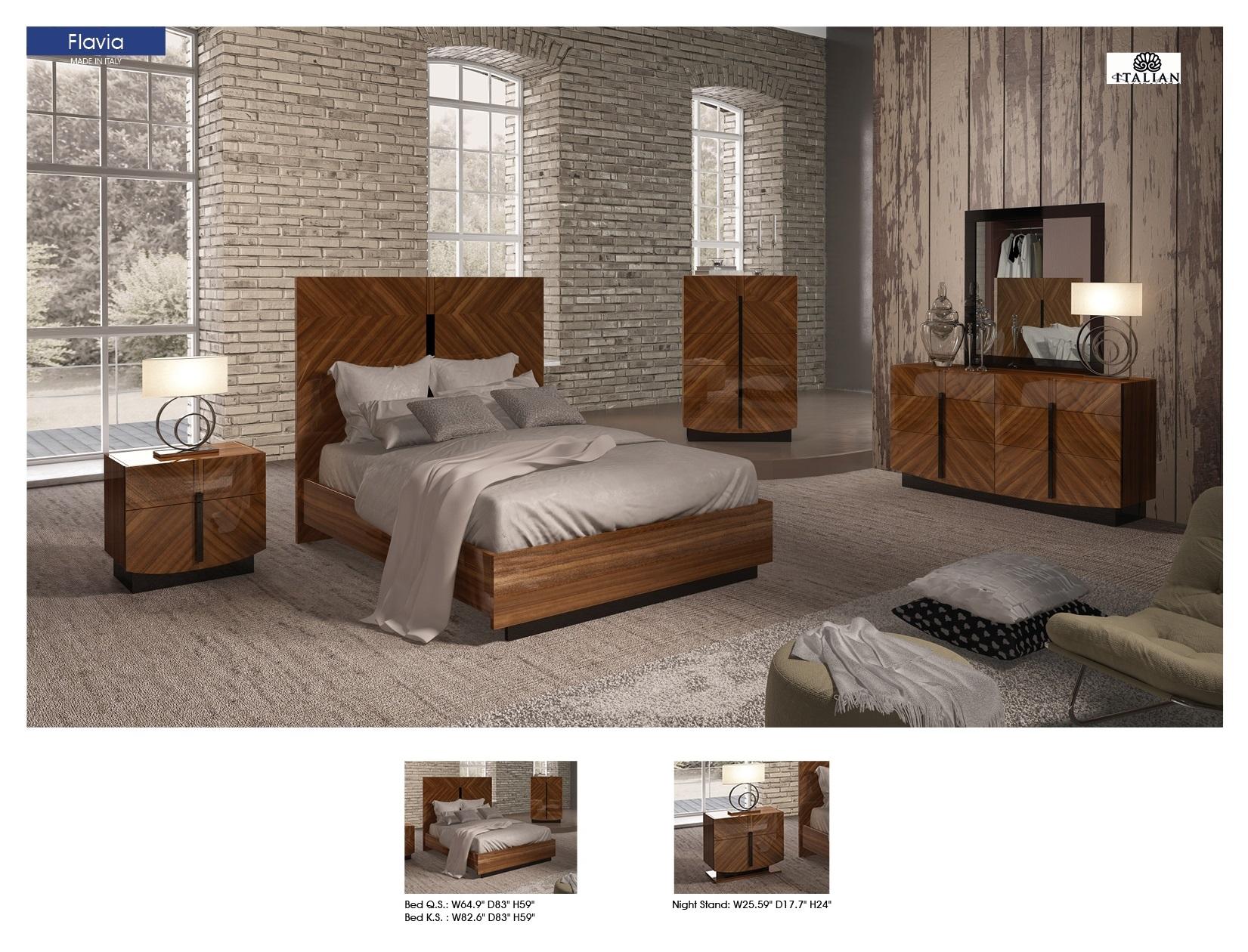 

    
ESF-Flavia-Q-Set-2 ESF Flavia Glossy Walnut Finish Queen Bedroom Set 2Pcs Made in Italy Contemporary
