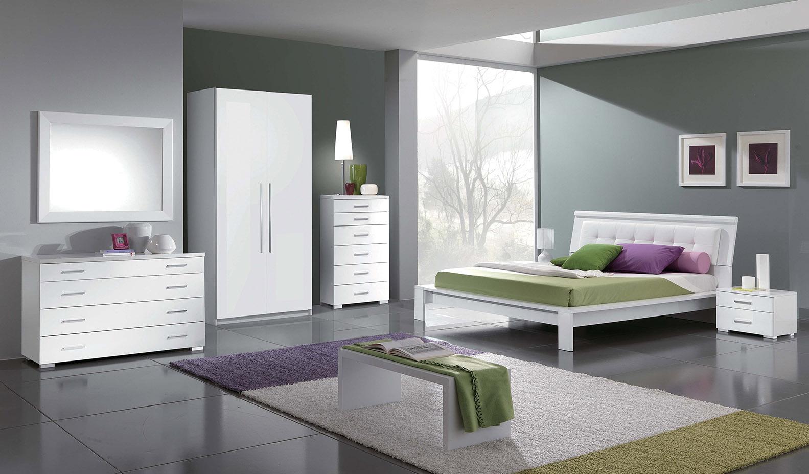 

    
ESF Geko Momo Modern White High Gloss Finish Full Size Bed Bedroom Set 5Pcs
