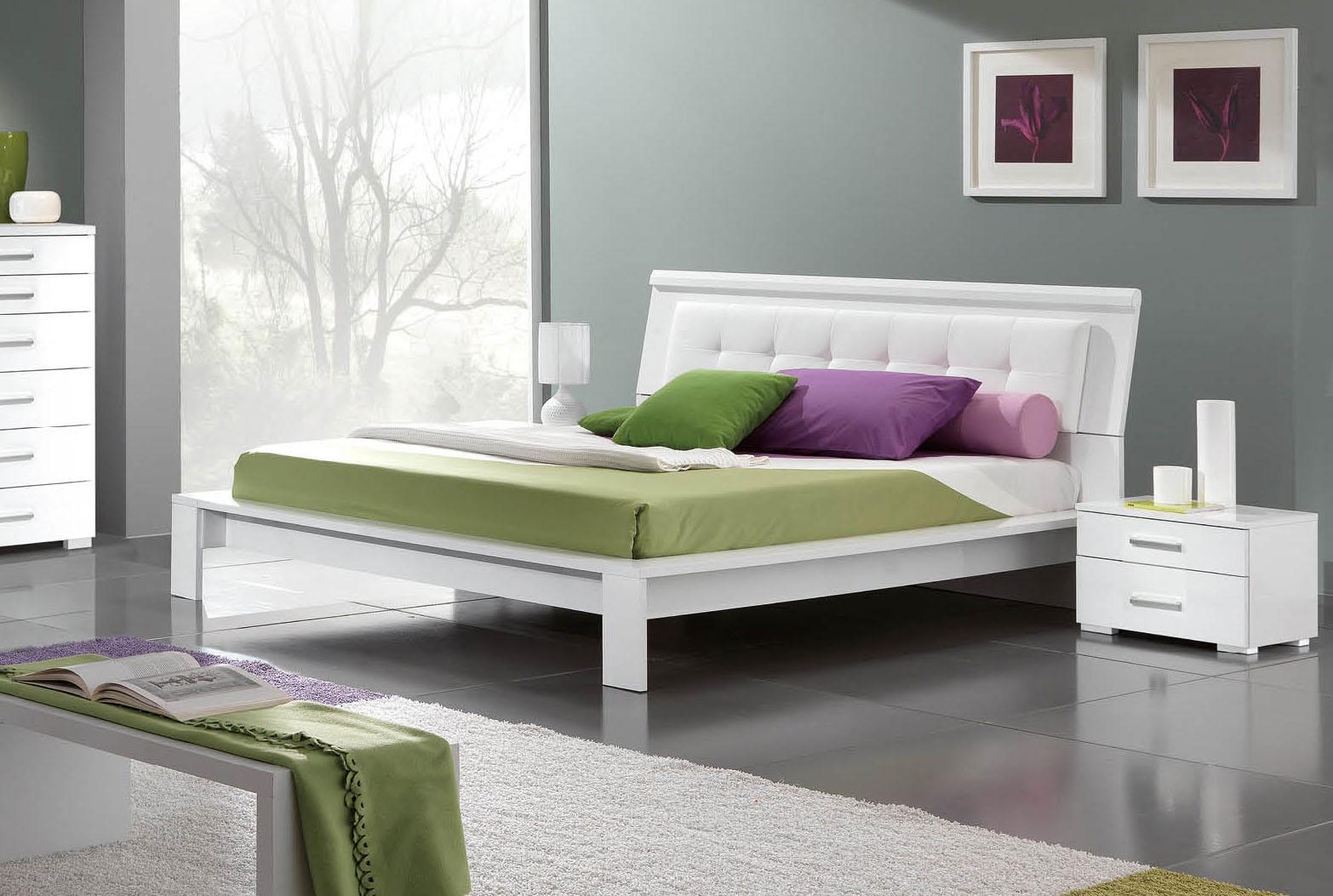 

    
ESF Geko Momo Modern White High Gloss Finish Queen Size Bed Bedroom Set 3Pcs
