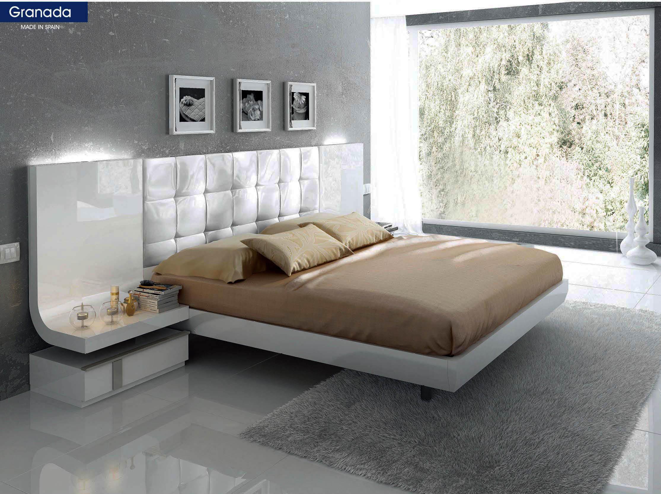 Contemporary Platform Bedroom Set Granada ESF-Granada-EK-2N-3PC in White 