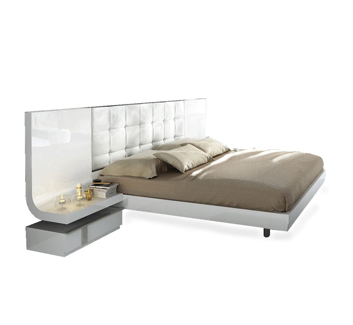 

    
Glossy White King Bedroom Set 3Pcs Contemporary Made in Spain ESF Granada
