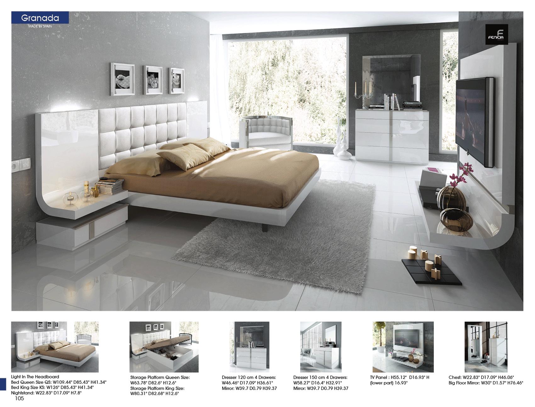 

                    
Buy Glossy White King Bedroom Set 5Pcs Contemporary Made in Spain ESF Granada
