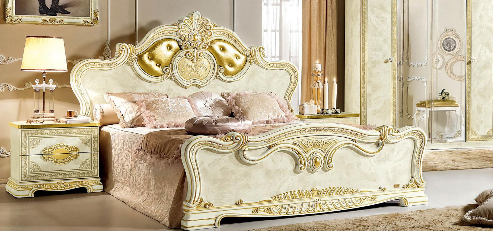 

    
ESF-Leonardo-EK Luxury Gold Ivory King Size Bed Classic Royalty Made in Italy ESF Leonardo
