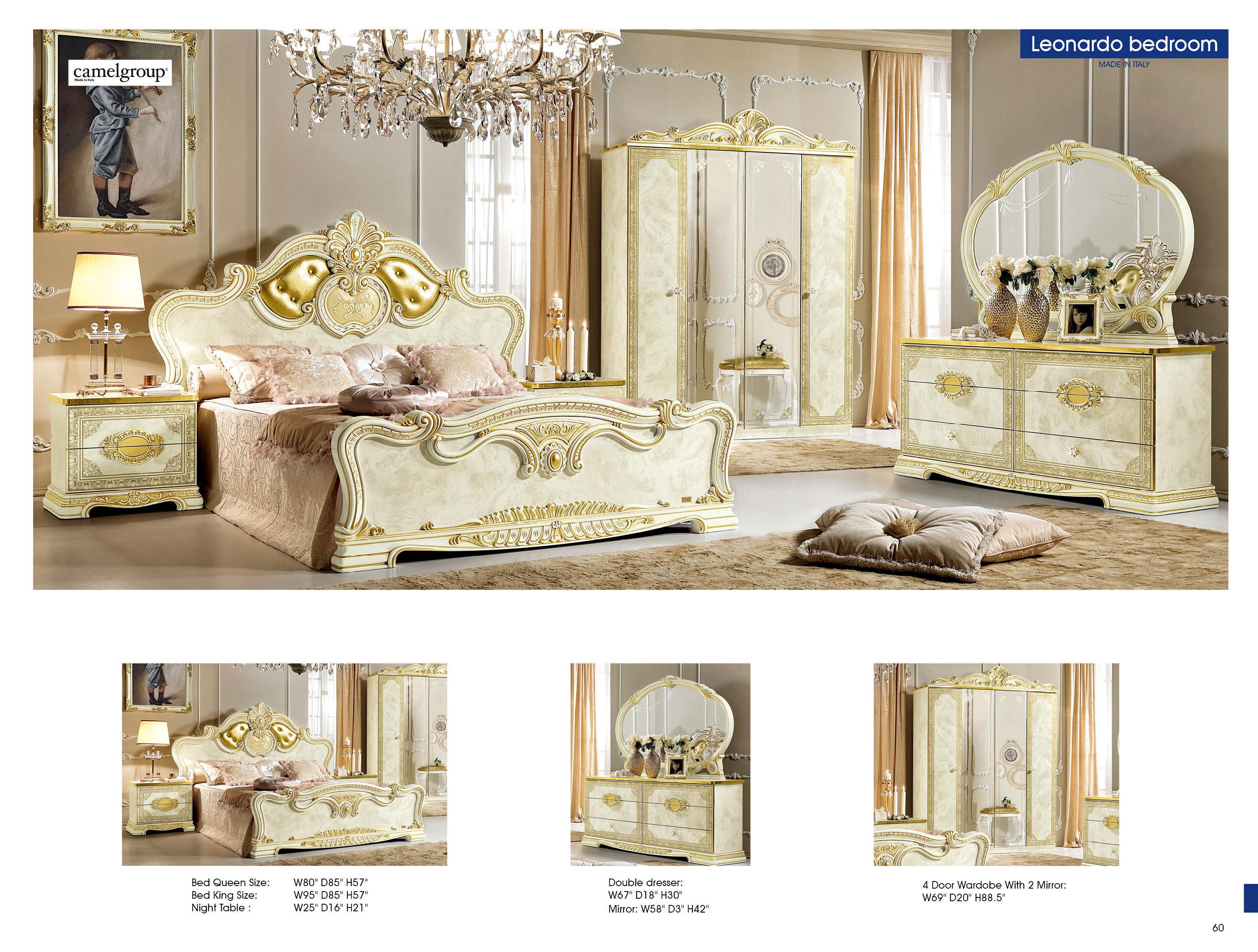 

    
ESF-Leonardo-Q Luxury Gold Ivory Queen Size Bed Classic Royalty Made in Italy ESF Leonardo
