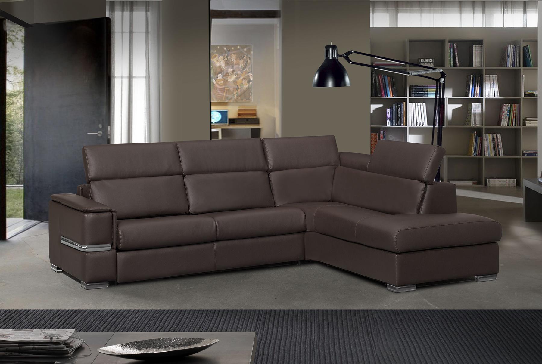 

    
ESF Limo Modern Brown Bonded Leather Sectional w/Sleeper Bed Made in Italy 11838
