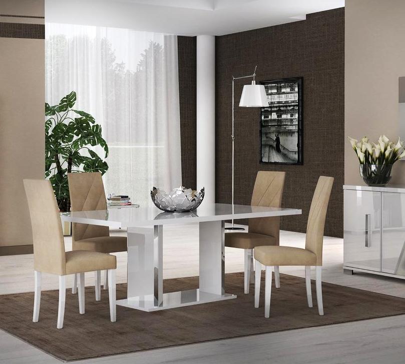 Contemporary Dining Room Set Lisa ESF-Lisa-5PC in White Fabric