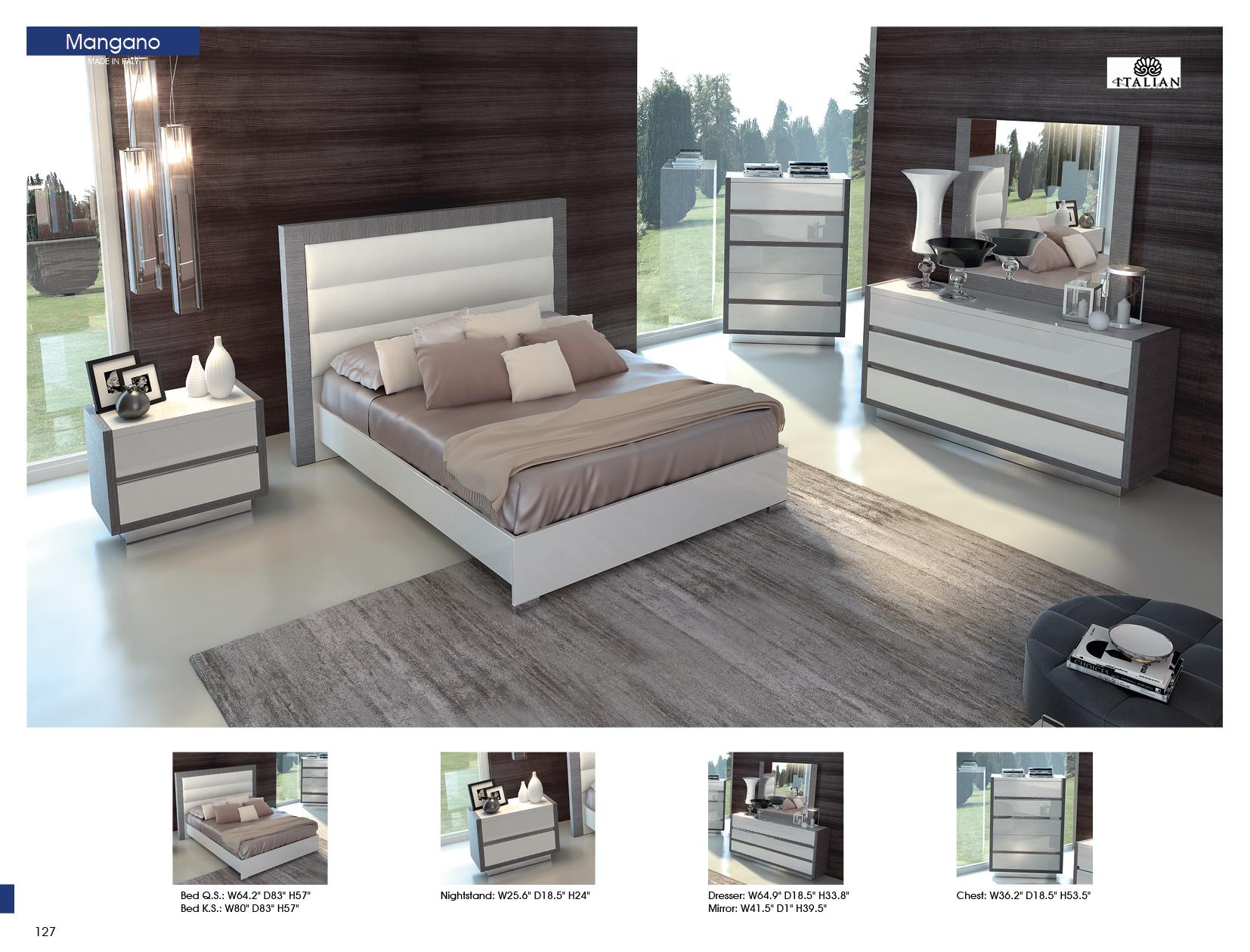 

    
ESF-Mangano-EK-N-2PC Glossy White Silver King Bedroom Set 2Pcs Contemporary Made in Italy ESF Mangano
