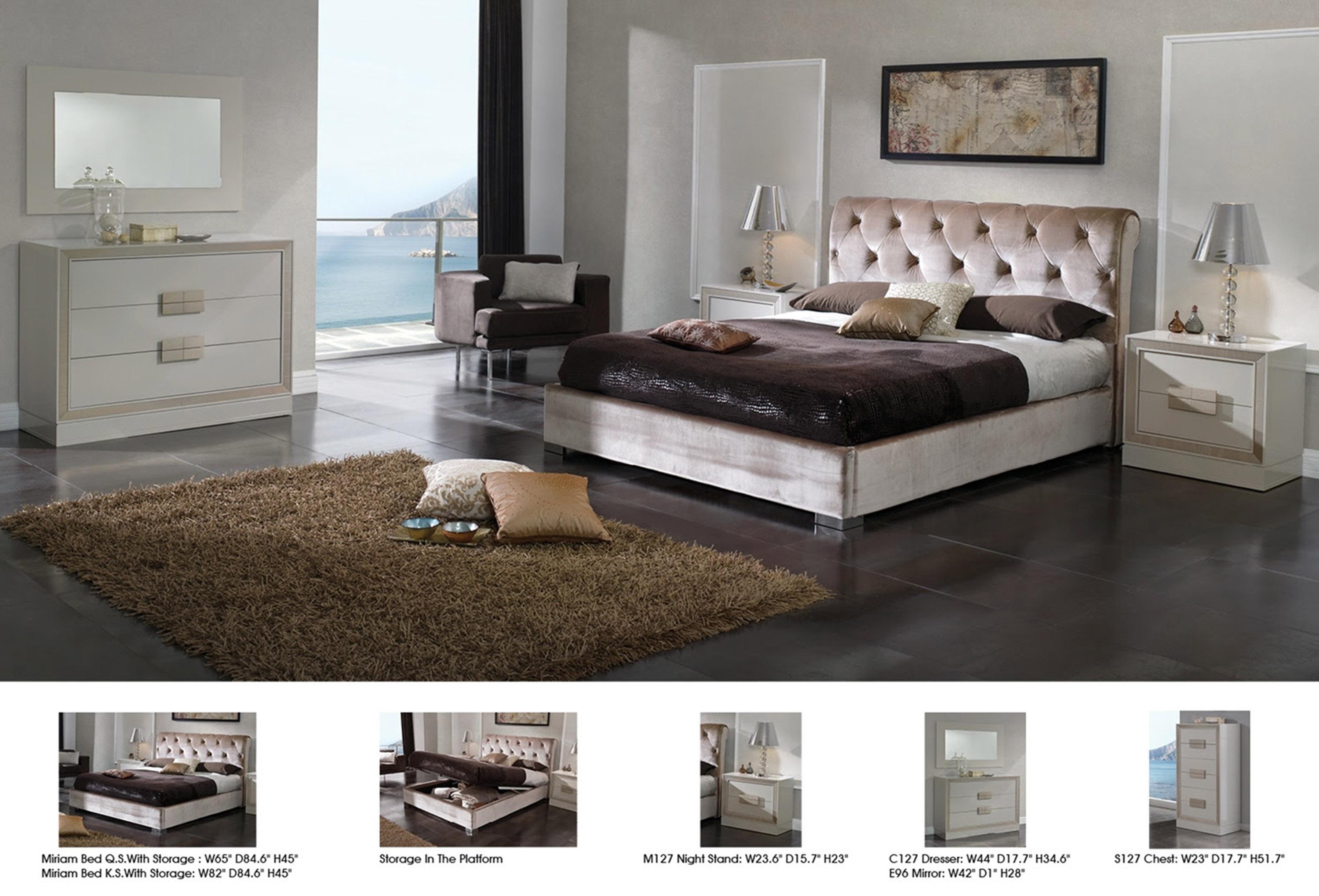 

                    
Buy ESF Miriam Sandy King Storage Bedroom Set 4Pcs Contemporary Made In Spain
