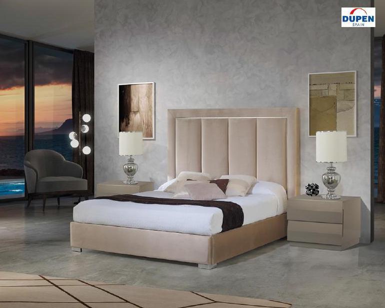 

    
Premium Beige Microfiber Upholstery Queen Size Bed Made in Spain ESF Monica
