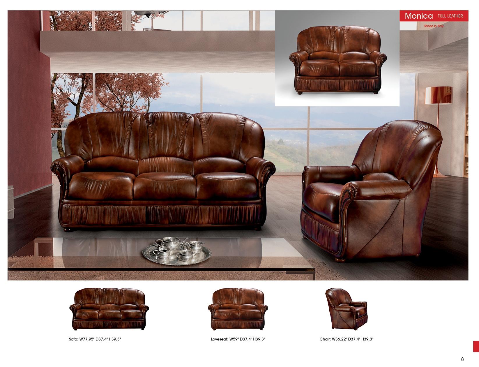 

    
Brown Full Top-grain Leather Living Room Sofa Set 3Pcs Classic ESF Monica

