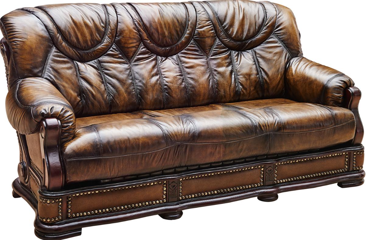 

    
Dark Oak Finish Full Italian Leather Sofa Bed Set 3Pcs Traditional ESF Oakman

