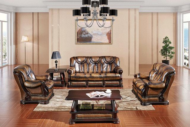 

    
Dark Oak Finish Full Italian Leather Sofa Bed Set 3Pcs Traditional ESF Oakman
