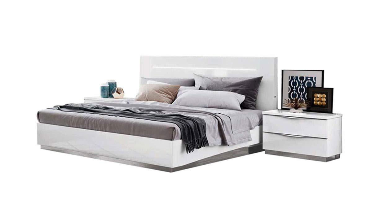 Contemporary, Modern Platform Bedroom Set Onda Legno ESF-Onda Legno White-Q-2N-3PC in White Lacquer