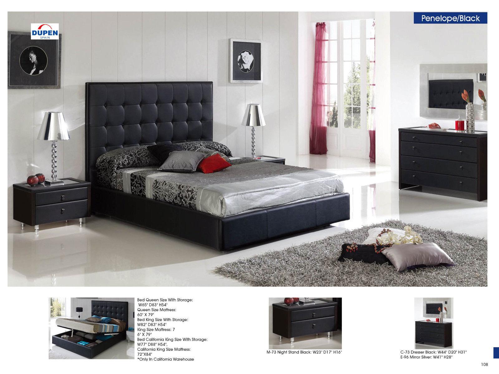 

    
ESF Penelope 622 Black Modern Leather Storage Queen Size Bedroom Set 3Pcs

