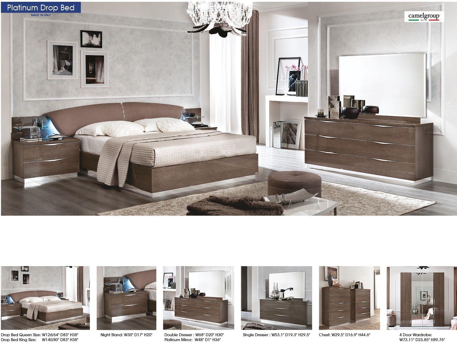 

    
 Order  King Bedroom Set 5Pcs w/Single Dresser Modern Made In Italy ESF Platinum Drop
