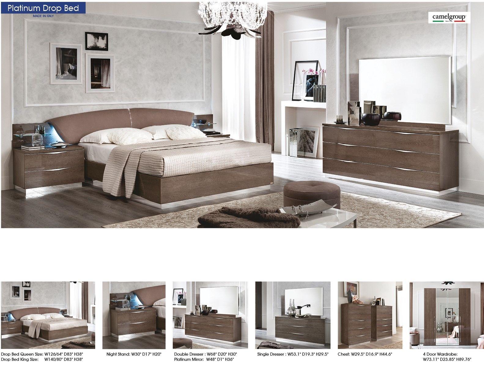

    
 Order  Queen Bedroom Set 5 Pcs w/Swarovski insert Modern Made In Italy ESF Platinum Drop
