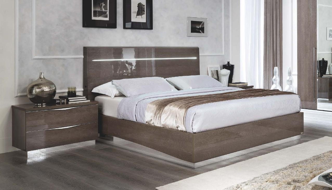 Contemporary, Modern Platform Bedroom Set Platinum Legno ESF-Platinum-Legno-K-N-2PC in Light Walnut, Platinum, Silver 