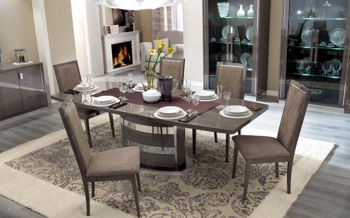 

    
High Gloss Silver Birch Dining Room Set 7 Pcs Made in Italy ESF Platinum Slim
