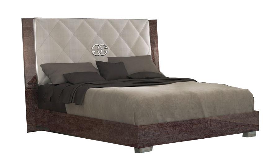 

    
Glossy Finish Upholstered Headboard King Bed Made in Italy ESF Prestige Deluxe

