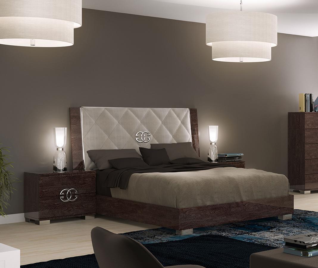 Contemporary, Modern Platform Bedroom Set Prestige Deluxe PRESTIGE-DELUXE-BED-EK-2N-3PC in Cognac Microfiber