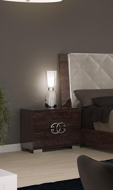 

    
Glossy Finish Upholstered Headboard King Bedroom Set 3Pcs Made in Italy ESF Prestige Deluxe
