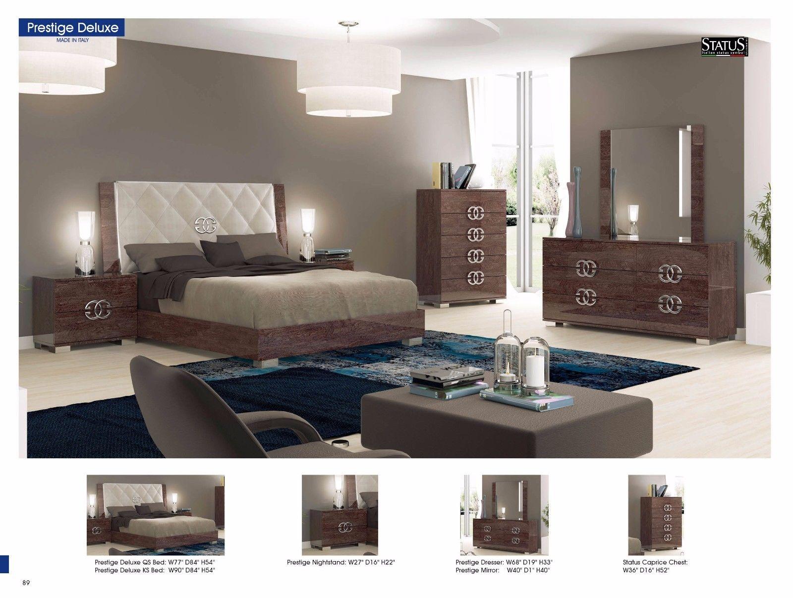 

    
 Order  Glossy Finish Upholstered Headboard King Bedroom Set 5Pcs Made in Italy ESF Prestige Deluxe
