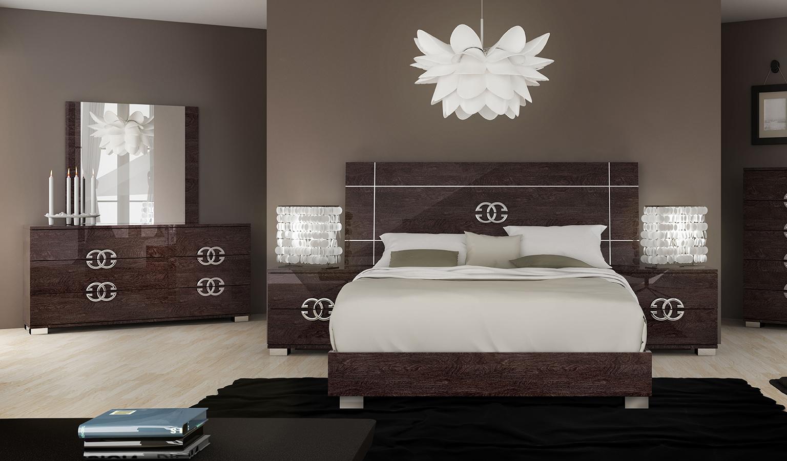 Contemporary, Modern Platform Bedroom Set Prestige CLASSIC PRESTIGE-CLASSIC-BED-EK-2NDM-5PC in Walnut 