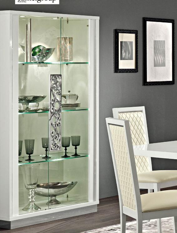 

    
ESF-Roma White-DT-8PC Dining Room Set 8 Pcs High Gloss Pure White Contemporary Made in Italy ESF Roma

