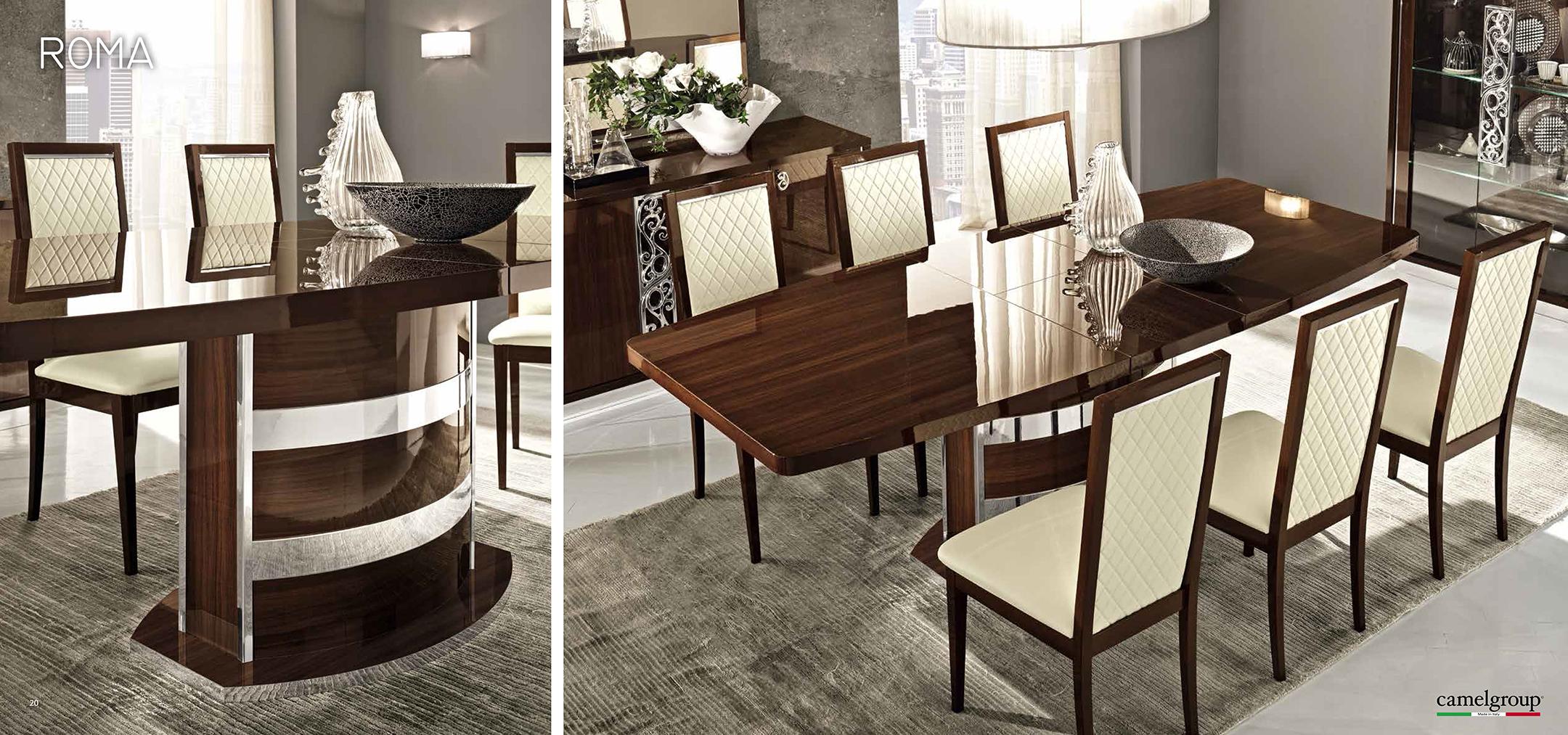 

    
ESF Roma High Gloss Walnut Lacquer Finish Dining Room Set 8 Pcs Made in Italy
