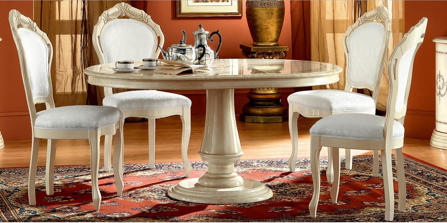 

    
ESF Rossella Dining Comp 2 Ivory Dining Table Set 5Pcs w/ Extension Modern
