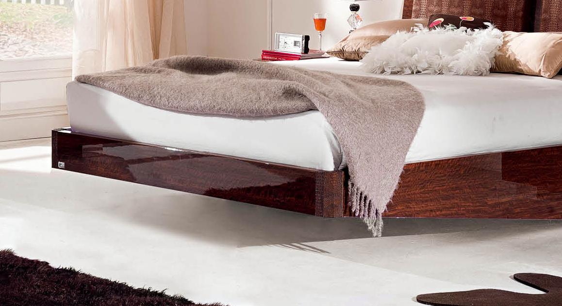 

    
ESF Status Caprice High Gloss Walnut Crocodile Texture King Bed Made in Italy
