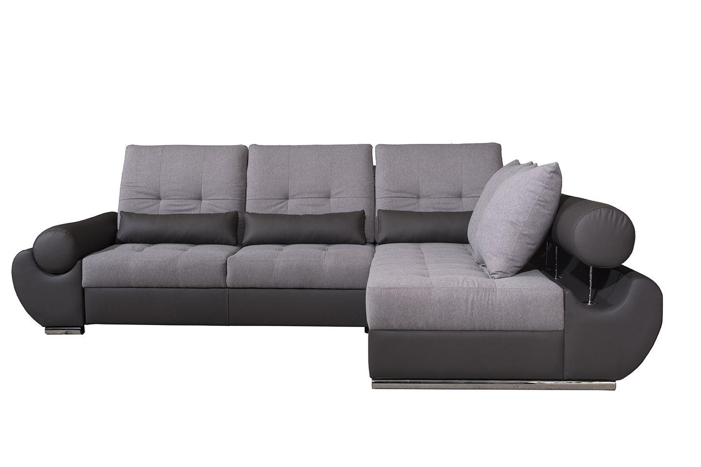 

    
ESF Talia Modern Grey Fabric & Leather Sectional Sofa w/Sleeper RHC
