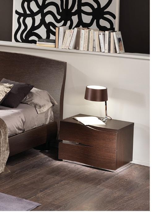 

    
ESF Twist Wenge Waved Headboard King Bedroom Set 3 Contemporary Made in Italy
