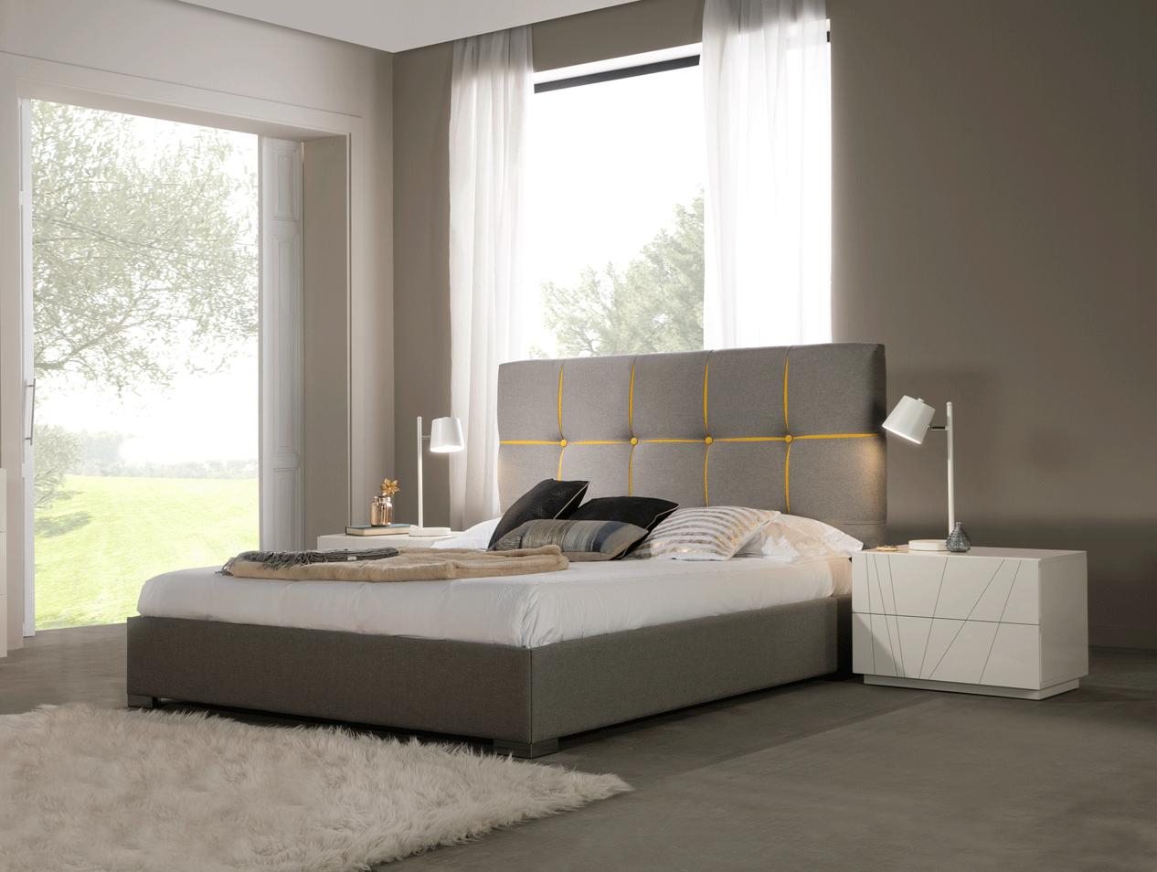

    
ESF Veronica Grey-Yellow Fabric &  White Finish King Bedroom Set 3 Dupen Spain
