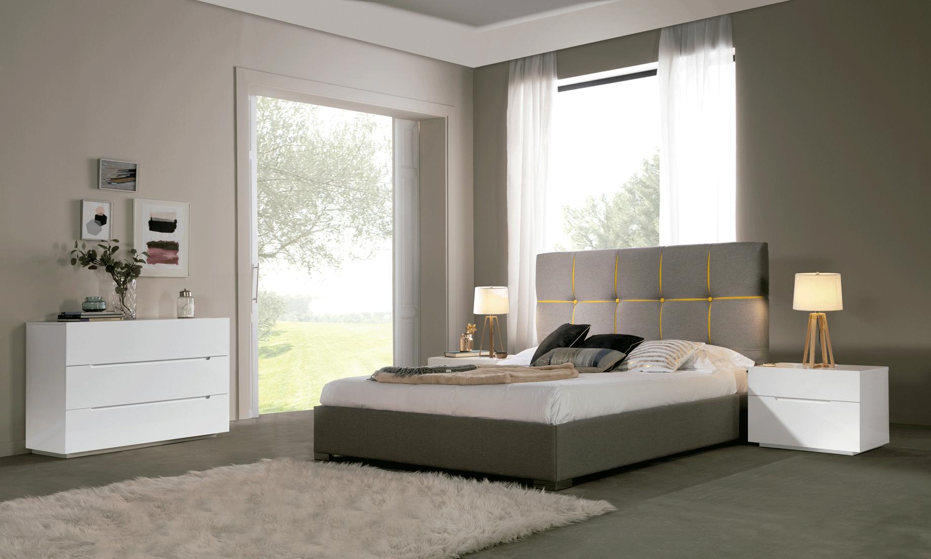 Contemporary, Modern Storage Bedroom Set Veronica ESF-Veronica-EK-2NDM-5PC in White, Gray Fabric