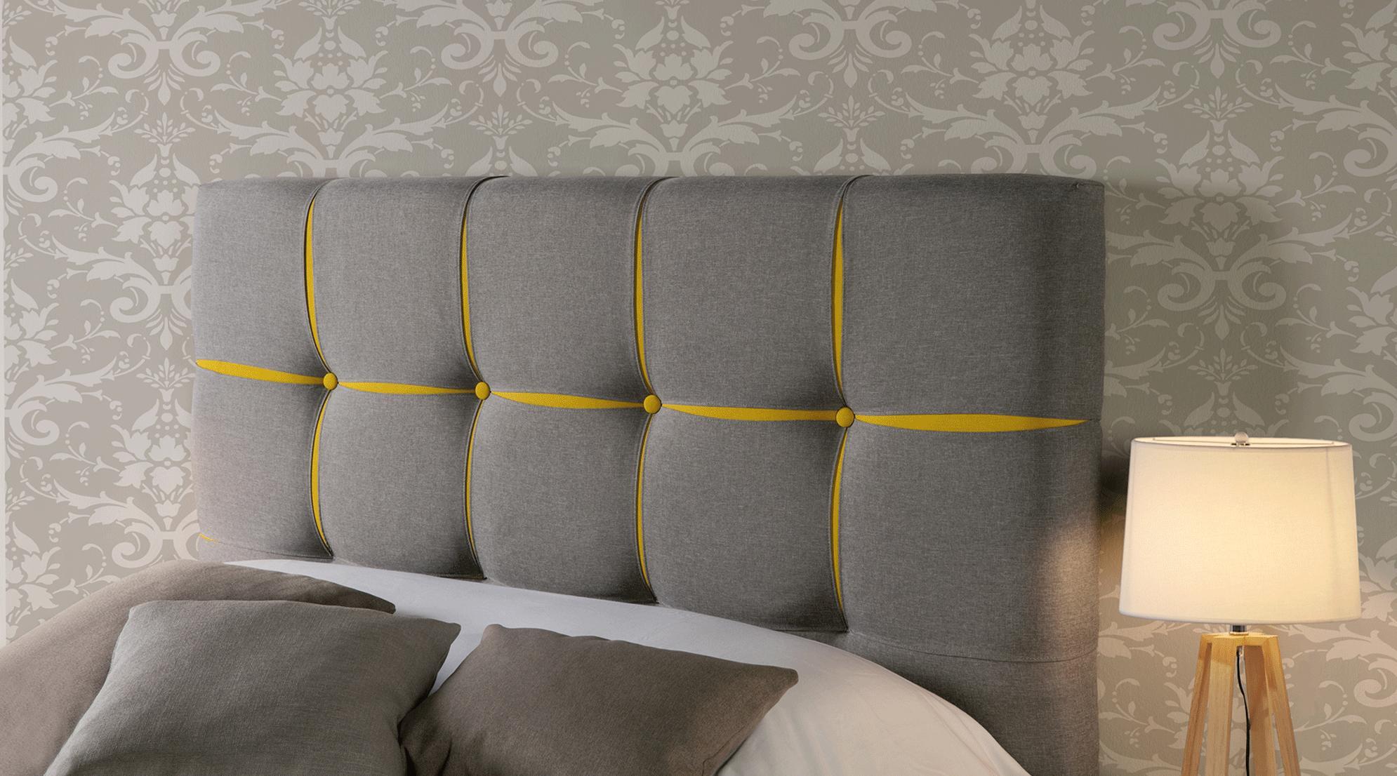 

    
Grey-Yellow Fabric Queen Bedroom Set 3Pcs Made in Spain ESF Veronica

