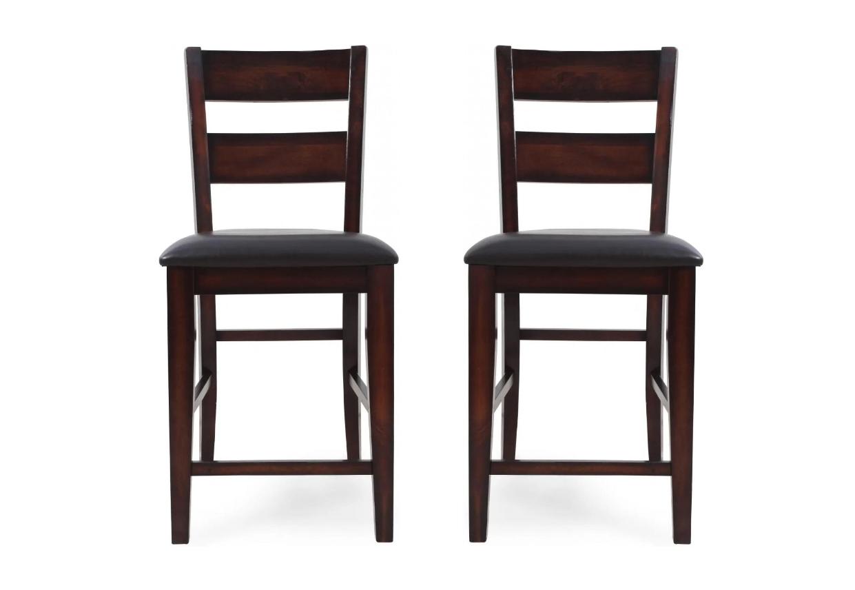 Rustic, European Traditional Counter Chair Set Maldives 2760S-24-2pcs in Espresso, Black PU