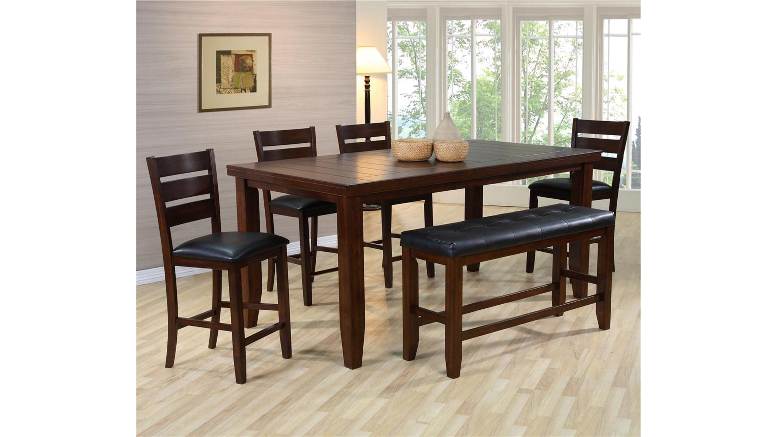 

    
Espresso & Black PU Counter Height Set by Crown Mark Bardstown 2752T-4278-6pcs
