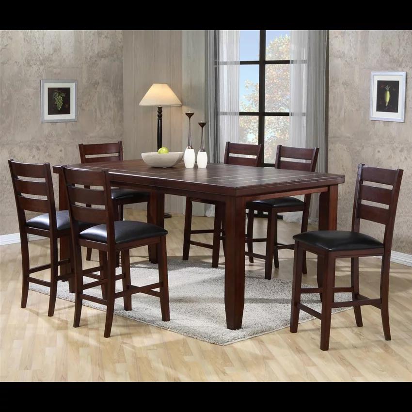 

    
Espresso & Black PU Counter Height Set by Crown Mark Bardstown 2752T-4278-7pcs
