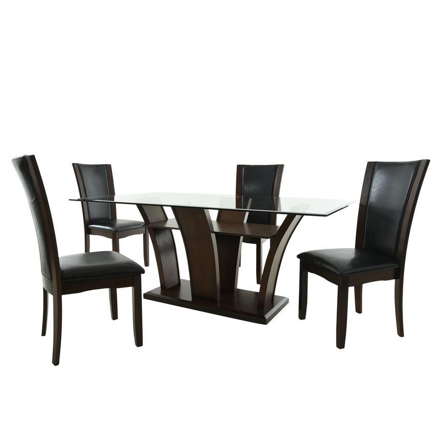 

    
Espresso Dining Table + 4 Espresso PU Chair by Crown Mark Camelia 1210T-4272-5pcs
