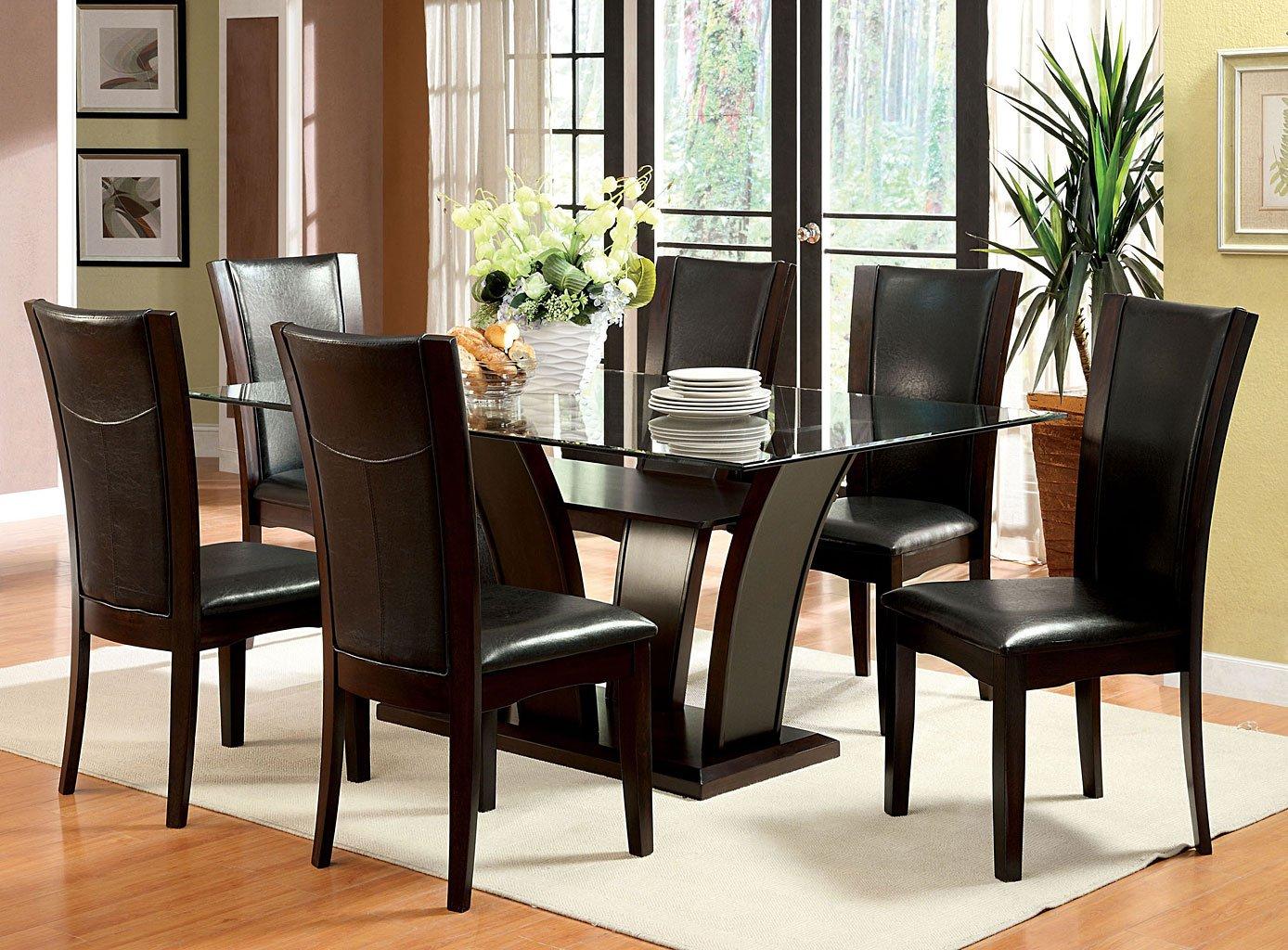 

    
Espresso Dining Table + 6 Espresso PU Chair by Crown Mark Camelia 1210T-4272-7pcs
