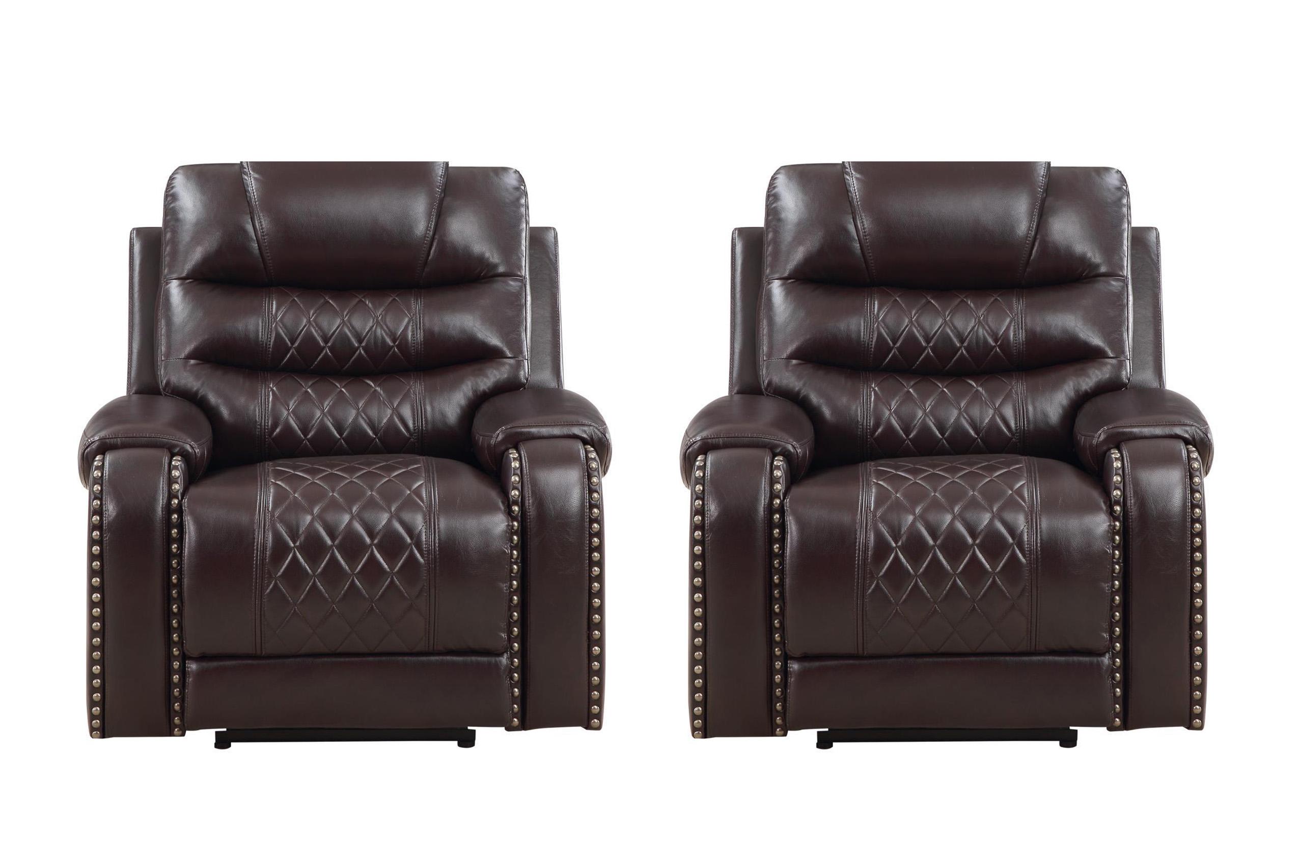Contemporary, Modern Recliner Chair Set TENNESSEE-BR TENNESSEE-BR-CH-Set-2 in Espresso Eco Leather