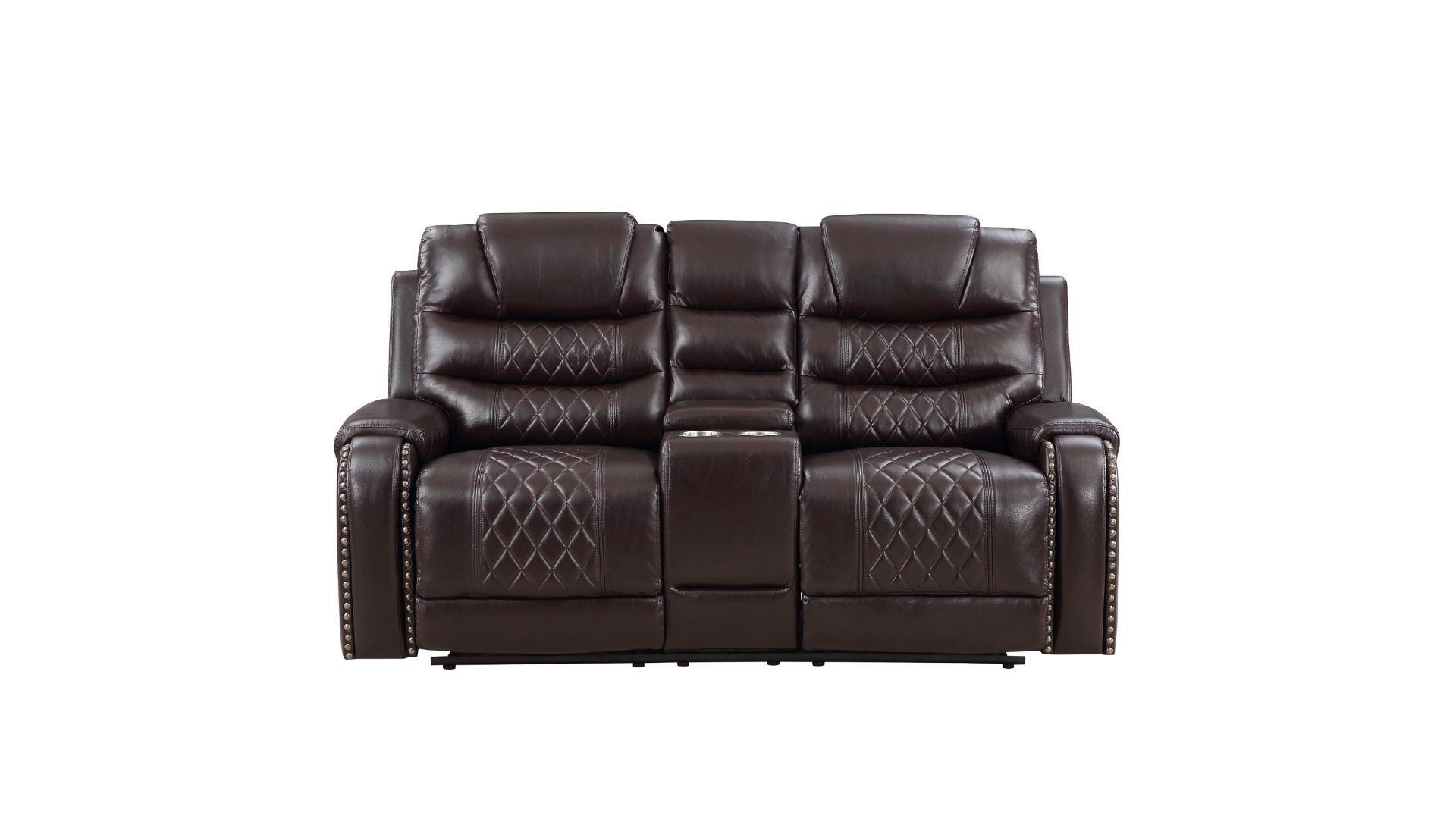 Contemporary, Modern Recliner Loveseat TENNESSEE-BR TENNESSEE-BR-L in Espresso Eco Leather