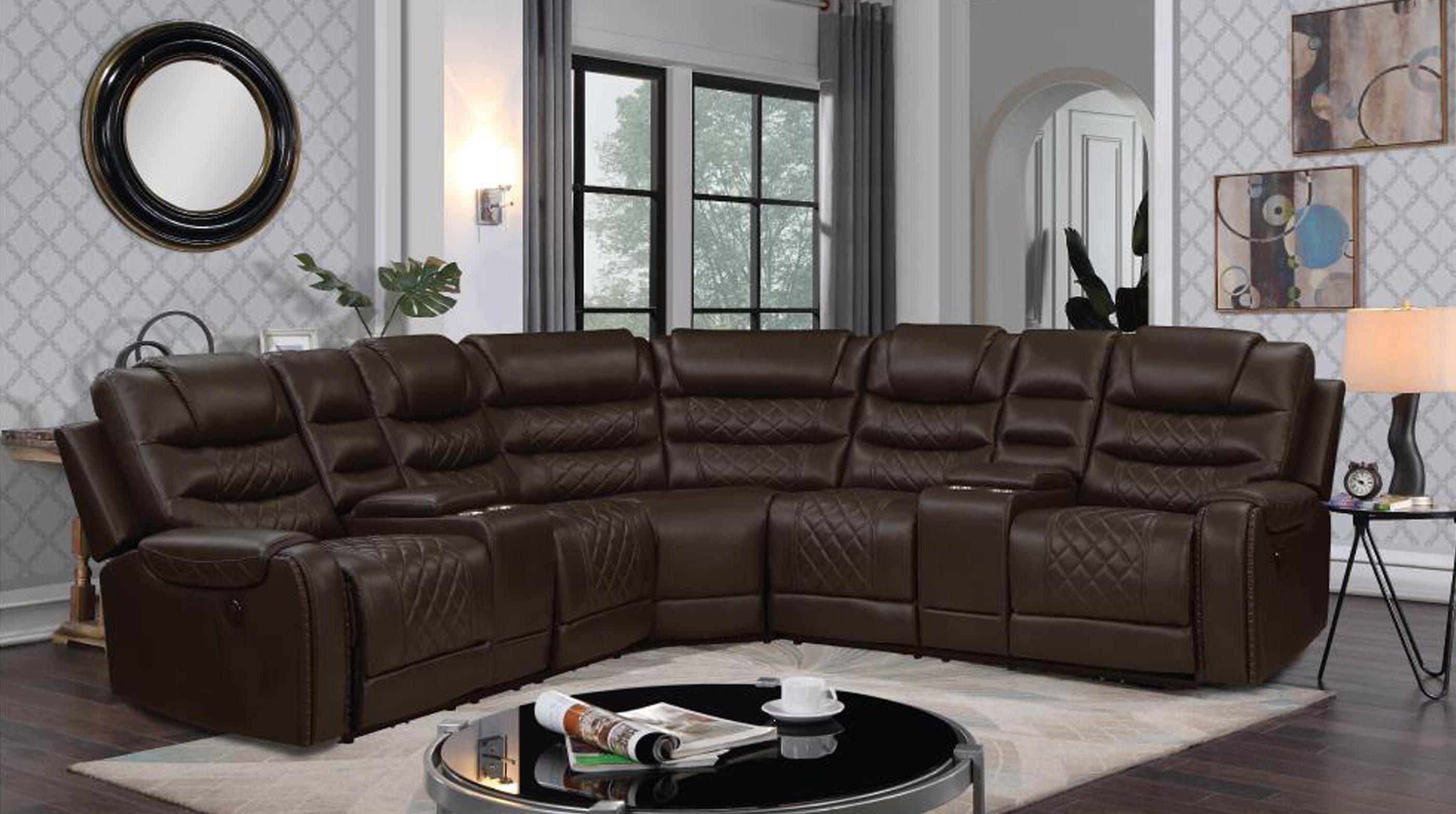 

    
ESPRESSO Eco Leather Power Recliner Sectional TENNESSEE Galaxy Home Contemporary
