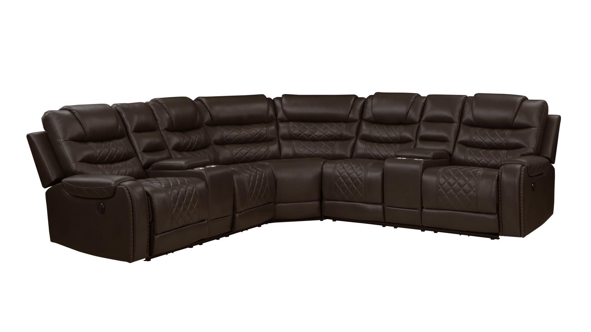 Contemporary, Modern Recliner Sectional TENNESSEE-BR-Sect TENNESSEE-BR-Sect in Espresso Eco Leather